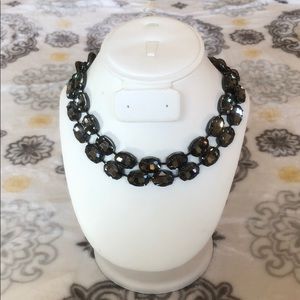 Gunmetal Charcoal Grey Crystal Statement Necklace